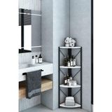 Datça 4 Raflı Banyo Rafı Köşe Metal Çok Amaçlı Dekoratif Raf Beyaz