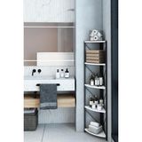 Datça 5 Raflı Metal Köşe Banyo Rafı Dekoratif Çok Amaçlı Raf Beyaz
