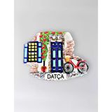 Datça Polyester Kabartmalı Magnet 7 X 5,5 Cm Dekoratif Hediyelik Buzdolabı Süsü (Kod:1483)