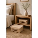 Dathcha 2'li Kapaklı Jüt Düzenleyici M Boy 30X23X13 cm Dolap Içi Raf Tekstil Banyo Organizer Saklama Kutusu - Kahverengi