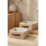 Dathcha 2'li Kapaksız Jüt Düzenleyici M Boy 30X23X13 cm Dolap Içi Raf Banyo Tekstil Organizer Saklama Kutusu - Kahverengi