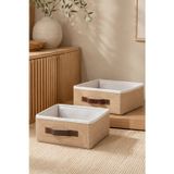Dathcha 2'li Kapaksız Jüt Düzenleyici M Boy 30x23x13 cm Dolap İçi Raf Banyo Tekstil Organizer Saklama Kutusu