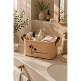 Dathcha Jüt Kumaş Düzenleyici Sepet 30X21X18 cm Açık Ağızlı Organizer Sepeti Raf Dolap Banyo Düzenleyici