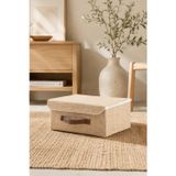 Dathcha Kapaklı Jüt Düzenleyici Sepet M Boy 30x23x13 cm Dolap İçi Raf Banyo ve Aksesuar Saklama Kutusu
