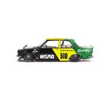 Datsun Street 510 Racing V2 ile Uyumlu Gerçek Ölçekli Minyatür Model Araba - Siyah, Sarı ve Yeşil Nismo 1/64 Diecast Model Araba Kaido House KHMG131
