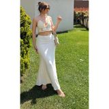 Daves Ham Keten Balık Model Maxi Boy Bej Etek
