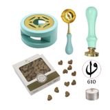 Davetiye Mum Mühürü Uygulama Seti Su Yeşili Renk 610 Elif Vav