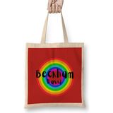 David Beckham - Vintage Retro Rainbow Style Bez Çanta Uzun Saplı - Açık Bej - 40 X 40
