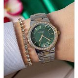 David Guner 31 Mm, Taşlı, Çelik Kordon Altın Sarısı/metalik Yeşil Kadran Kadın Kol Saati Taşlı Bileklik Hediyeli - Altın - Gümüş - Yeşil