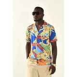 David&Gerenzo Saks Desenli Gömlek 410473 - 2XL - Saks Mavi