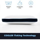 Davina Cooler Extreme Visco Yastık, Ortopedik Orijinal Air Flow Visco Ergonomik Soğuk Klimalı Yastık - 60 x 40 x 15 cm - Beyaz - Açık Mavi