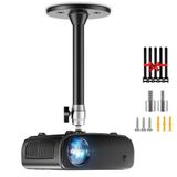 DAWASAPAT Mini Tavan Projektörü Montaj Braketi - Ayarlanabilir Eğim ve Dönebilen Asılı Projektör Tutacağı, Duvara Monte Askı Raf Standı, Mini Projektör için 2 Serbest Adaptör ve Kablo Bağları, Siyah