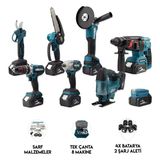 Dawreek 8'li Set Dbml (Şarjlı Hilti-Şarjlı Spral-Somun Sıkma-Çelik Mandren-Şarjlı Dekupaj-Budama Testeresi-Bağ Makası)