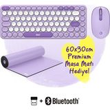 Daxi MK350 Creator Pro Sessiz 3 Kanallı Bluetooth + 2.4g Wireless Türkçe Q Klavye Mouse Seti - Lila Melanj