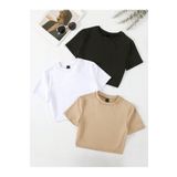 DAXİS Sportwear Company 3'lü KADIN Rahat Kesim Crop Tişört