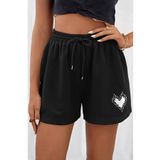 DAXİS Sportwear Company Baskılı Kadın Cepli Şort Büyük Beden Siyah