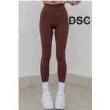 DAXİS Sportwear Company Kadın Kahverengi Yüksek Bel Dikişsiz Fitilli Tayt