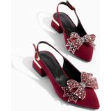 Daxtors D0558 Günlük Ortopedik Kadın Klasik Topuklu Ayakkabı - Bordo - Süet