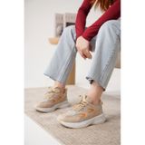 Daxtors Sameto Günlük Ortopedik Kadın Sneaker Spor Ayakkabı Bej