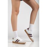 Daxtors Sanbo Günlük Ortopedik Kadın Sneaker Spor Ayakkabı - Beyaz - Bordo