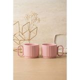 Day Home 2'li Seramik Kupa Seti, Seramik Kahve, Espresso ve Çay Kupa Seti - Pembe