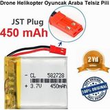 Day Jst 450 Mah 3.7V Kırmızı Soket Drone Helikopter Oyuncak Araba Telsiz Telefon Pili