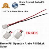 Day Jst Xh 2.54MM Pitch 2 Pin Beyaz Drone Pili Erkek Soket 10 cm Kablo