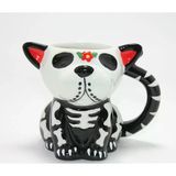 Day Of The Dead Köpek Figürlü 3D Kabartmalı Porselen Kupa Alk4896 Mirkh002k-Alk4896