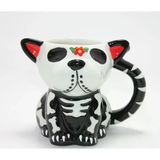 Day Of The Dead Köpek Figürlü 3D Kabartmalı Porselen Kupa Alk4896