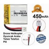 Day Ph 2.0 450 Mah 3.7v Beyaz Soket Drone Helikopter Oyuncak Araba Telsiz Telefon Pili