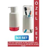 Dayanıklı Banyo Sabun Losyon Şampuan Pratik Çok Şık Modern Sıvı Sabunluk Diş Fırçalık İkili Set