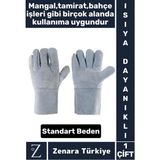 Dayanıklı Kaynak Yangın Mangal Tamir Iş Su Geçirmez Yüksek Isıya Dayanıklı Çok Amaçlı Deri Eldiven - 1 - Gri - XL