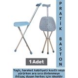 Dayanıklı Kompakt Yaşlı Yürüme Zorluğu Çekenler İçin Seyahat Toplu Taşıma Yürüyüş Oturaklı Baston