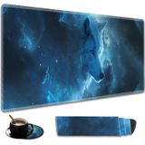 Dayanıklı Masa Mat ve Bardak Altlığı Şık Seti, Büyük Oyun Ofisi Mouse Pad 80 cm x 30 cm, Genişletilmiş Kaymaz Kauçuk Klavye Pedi, Dizüstü Bilgisayar ve Ev, Astral Kurt