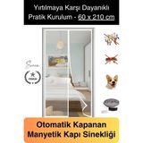 Dayanıklı Mıknatıslı Kapı Sinekliği 60X210 Cm Tül Haşere Böcek Sivrisinek Geçirmez Manyetik Beyaz