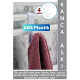 Dayanıklı Montajsız Çok Amaçlı Mutfak Banyo Dolap Bez Havlu Çanta Abs Sert Plastik Kanca Askı 4 Adet