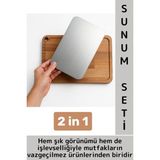 Dayanıklı Mutfak Kesme Sunum Çok Amaçlı Şık Ahşap Çelik Çıkarılabilir Kesme Tahtası Sunum Set 2 In 1 - Çok Renkli