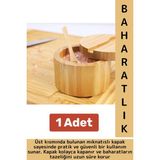 Dayanıklı Mutfak Mıknatıslı Kapak Hijyenik Çok Şık Doğal Ahşap Kaşıklı Baharatlık Kaşık Seti 1 Adet