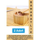 Dayanıklı Mutfak Mıknatıslı Kapak Hijyenik Çok Şık Doğal Ahşap Kaşıklı Baharatlık Kaşık Seti 2 Adet