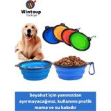 Dayanıklı Silikon Hijyenik Kedi Köpek Akordeon Katlanabilir Askı Aparatlı Evcil Hayvan Mama Su Kabı