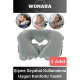 Dayanıklı Şişme Seyahat Yastığı Kamp Yolculuk Uçak Otobüs Araba Kullanımına Uygun Konforlu