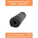 Dayanıklı Taşıma Askılı Konfor Modeli Çift Taraflı Kaymaz Yoga Meditasyon Minderi 16mm Siyah Mat