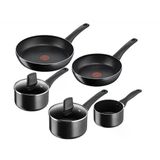 Dayanıklı Tefal Titanium Force, 5 Parçalı Set: Pişirme Kapları 14/16/18 Cm, Kızartma Tavaları 20/28 Cm, Yapışmaz Kaplama