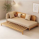 Daybed Doğal Ağaç Yataklı Dinlenme Koltuk - Kahverengi