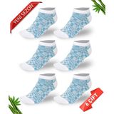 Dayco Desenli Sim Detaylı Kadın Bambu Patik Çorap 6Lı Set