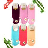Dayco Dikişsiz Bambu Görünmez Kadın Sneakers Renkli Çorap 6Lı Asorti Paket