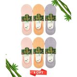 Dayco Premium Dikişsiz Kadın Bambu Babet Çorap 6'lı Asortı Set - 39 - 40 - Çok Renkli