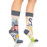 Dayco Premium Dikişsiz Unisex Mavi Yol Hikayesi Desenli Renkli Soket Çorap