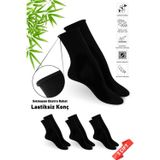 Dayco Premium Lastiksiz Sıkma Yapmayan Siyah Dikişsiz Kadın Bambu Soket Çorap - Iz Yapmaz - 371Syh-3Lu