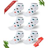 Dayco Sim Detaylı Puantiyeli Kadın Bambu Patik Çorap 6lı Set - Çok Renkli - 36 - 40